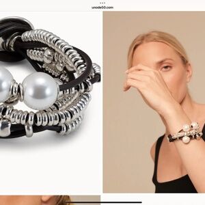 UNO de 50 Pearl Leather Silver bracelet